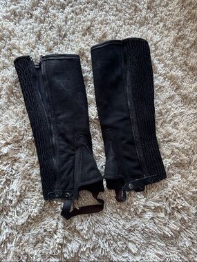 Black Suede Riding Half Chaps (Wide Calf)